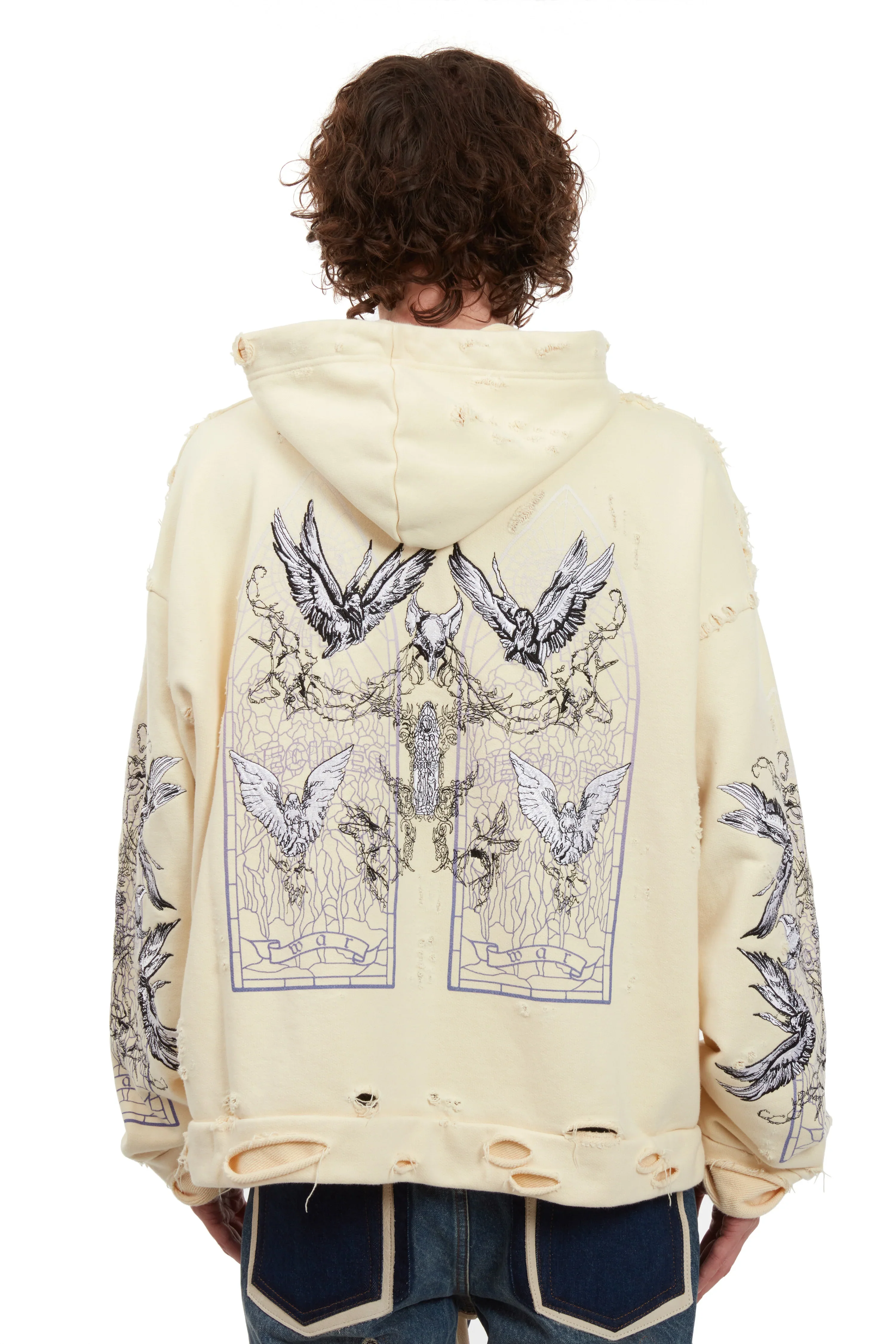 MENS Who Decides War | Ascension Hooded Pullover Hoodie "Cloud" - Image 3