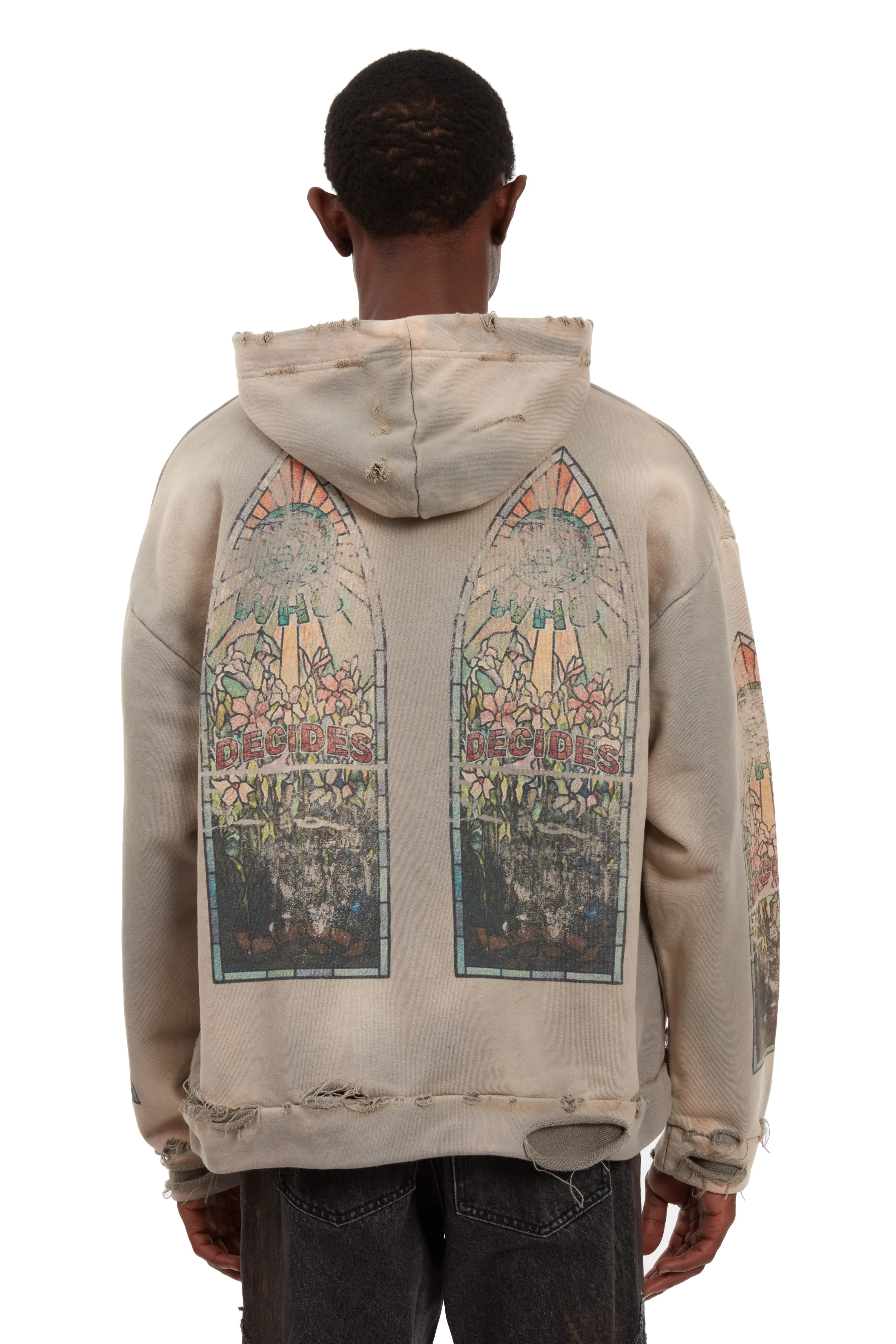 MENS Who Decides War | Faded Zip Up Hoodie "Vintage Grey" - Image 3
