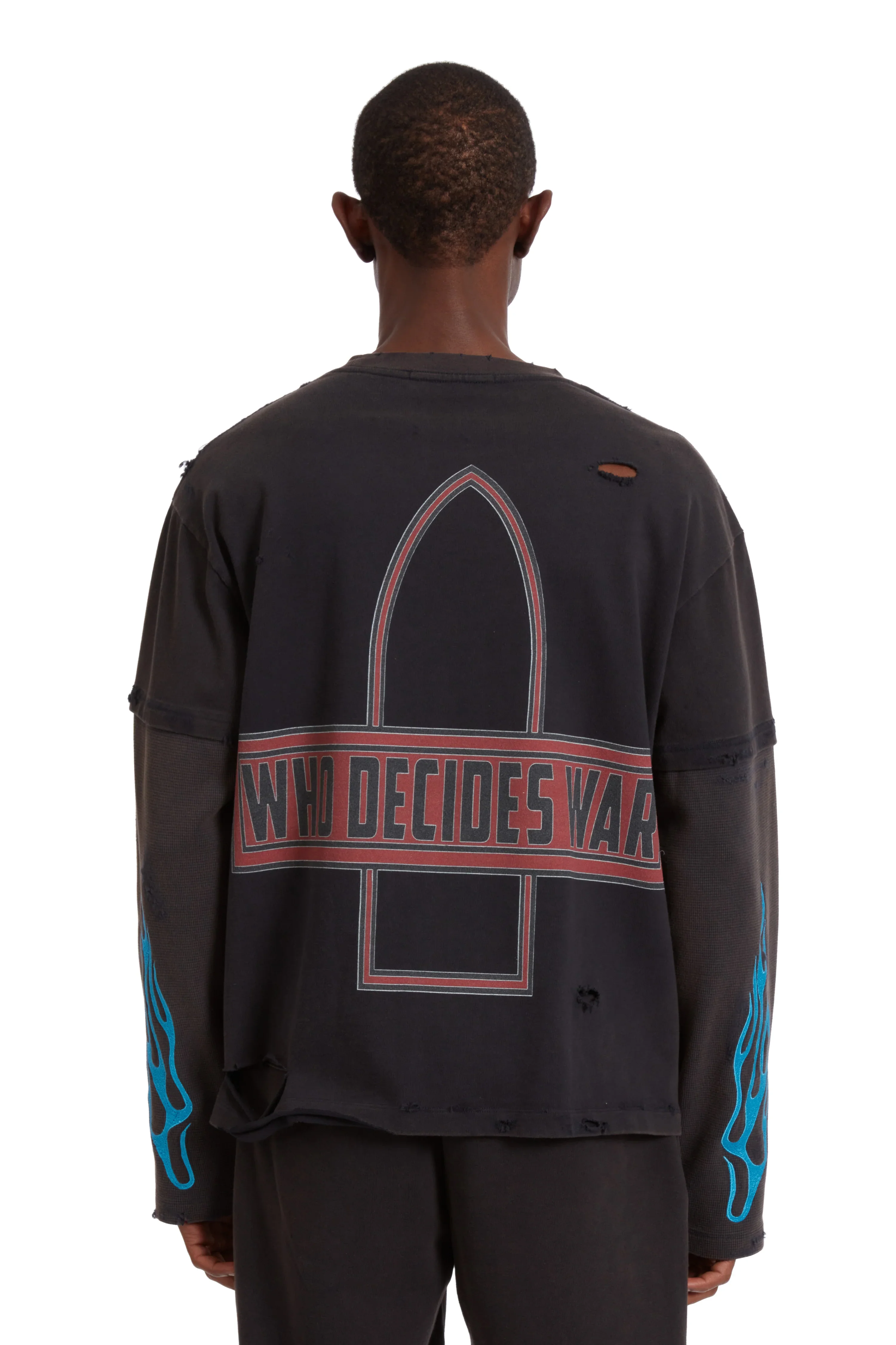 MENS Who Decides War | Flame Glass Double Jersey Longsleeve "Coal" - Image 3