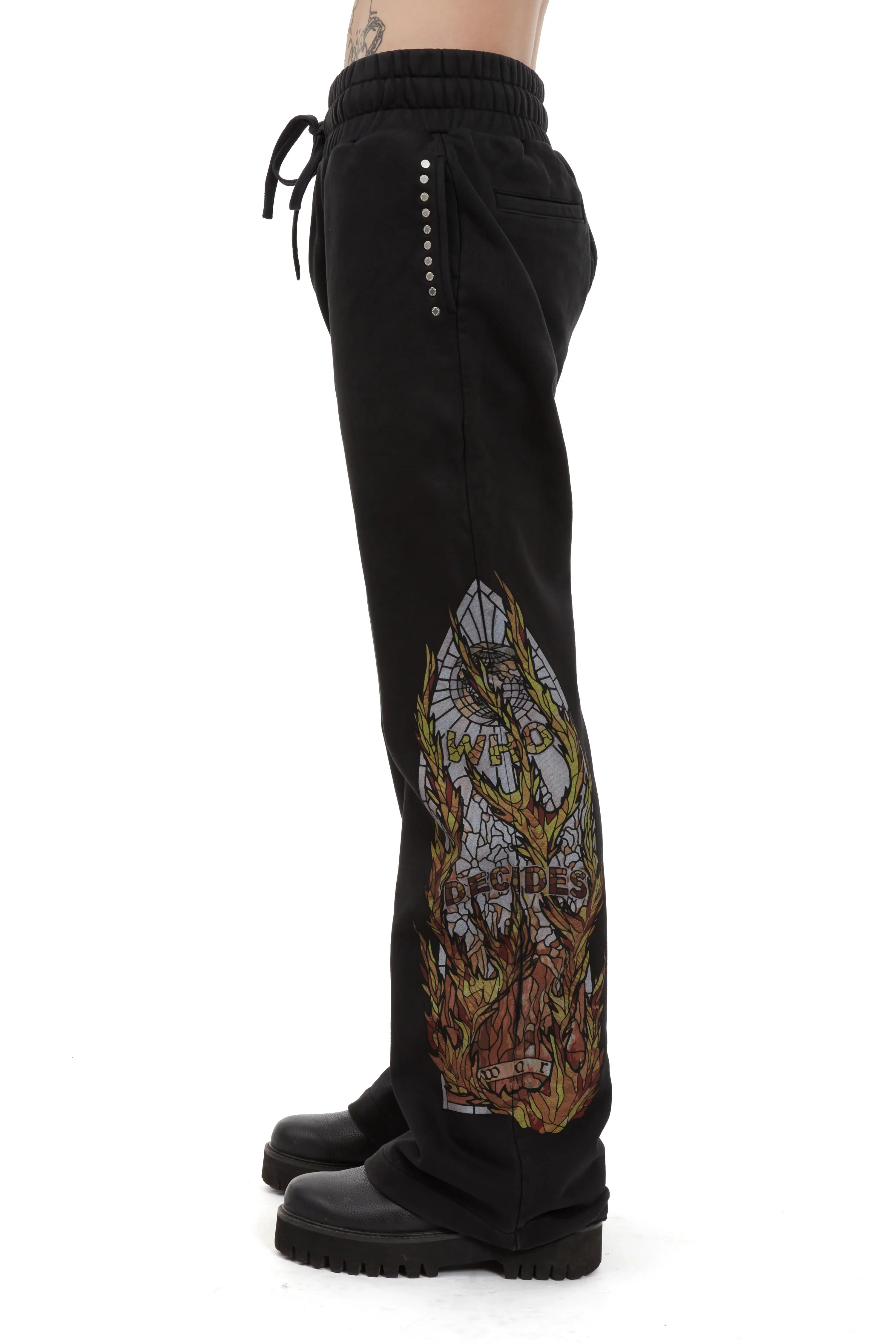 MENS Who Decides War | Flame Glass Hardware Sweatpant "Coal" - Image 3