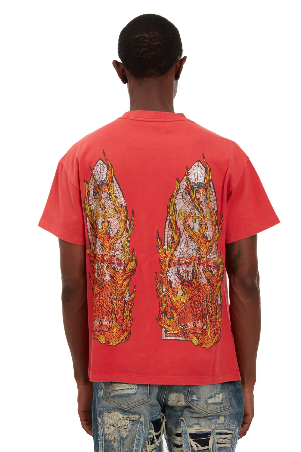 MENS Who Decides War | Rhinestone Flame Glass Jersey "Ruby" - Image 3